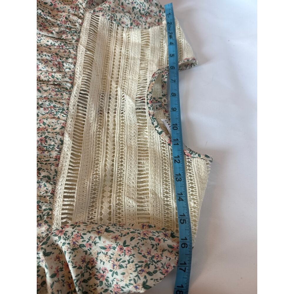 English Factory Floral Babydoll Mini Cottagecore Dress Crochet Lace Detail XS - Picture 6 of 9